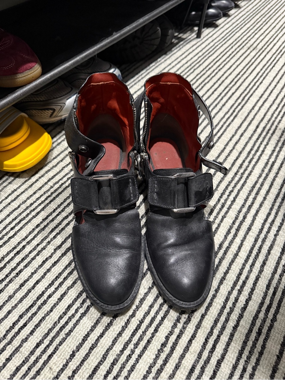 3.1 Phillip Lim Black Leather Ankle Boots with Buckle Strap